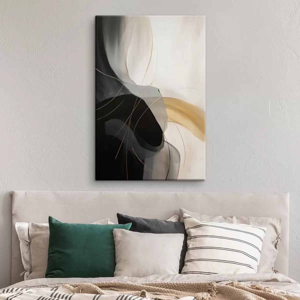  Peintures Courbes douces en noir et beige avec une touche chaleureuse s46542