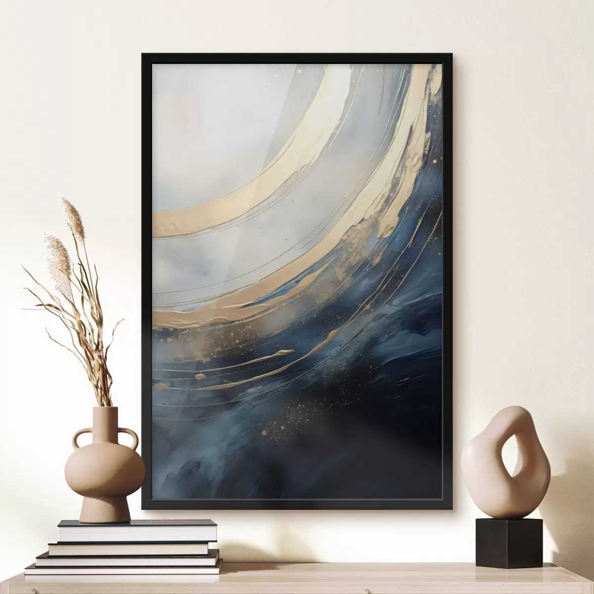 Affiche De larges arcs lumineux sur fond bleu foncé f46487