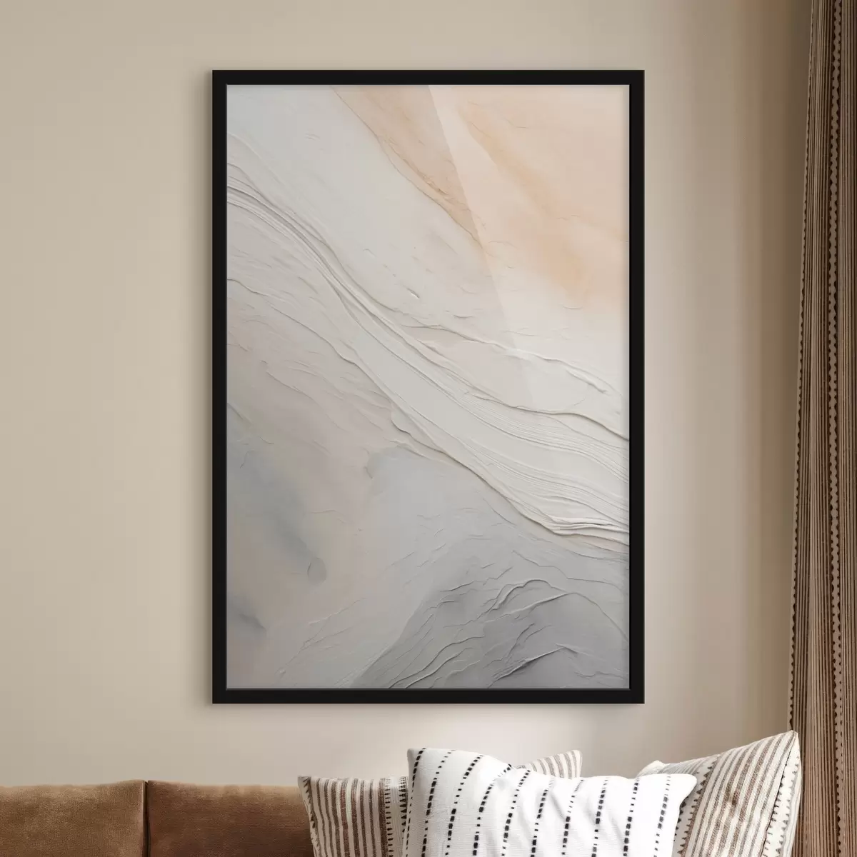 Affiche Plâtre texturé aux nuances douces ivoire et sable f46510