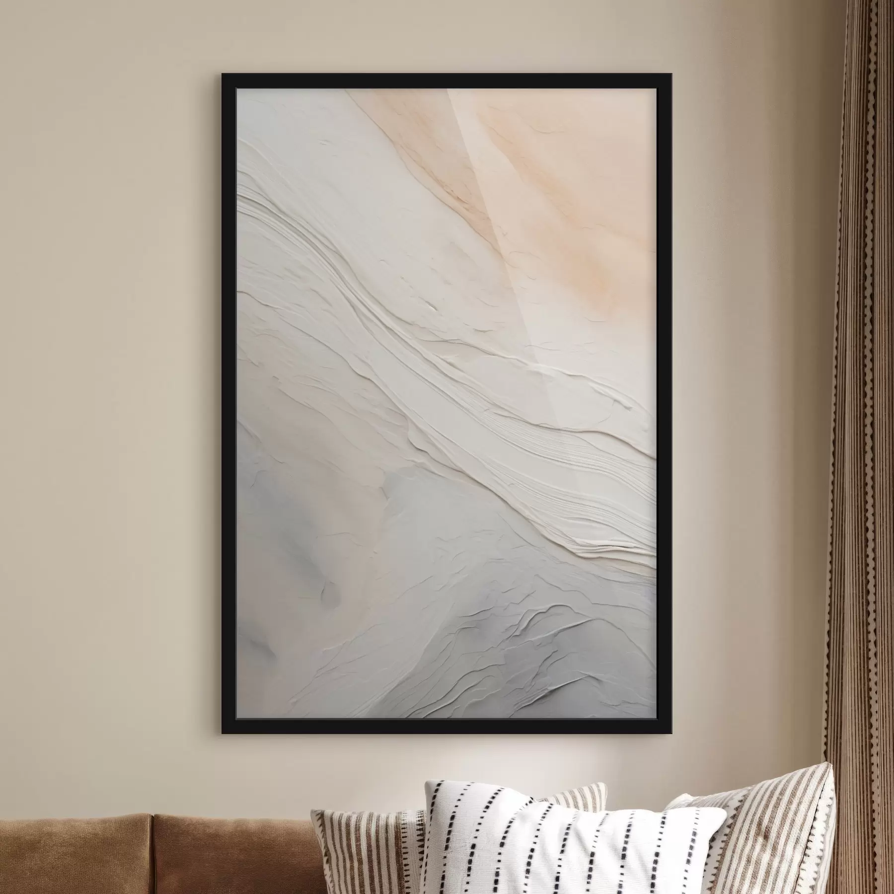 Papier peint photo Plâtre texturé aux nuances douces ivoire et sable f46510