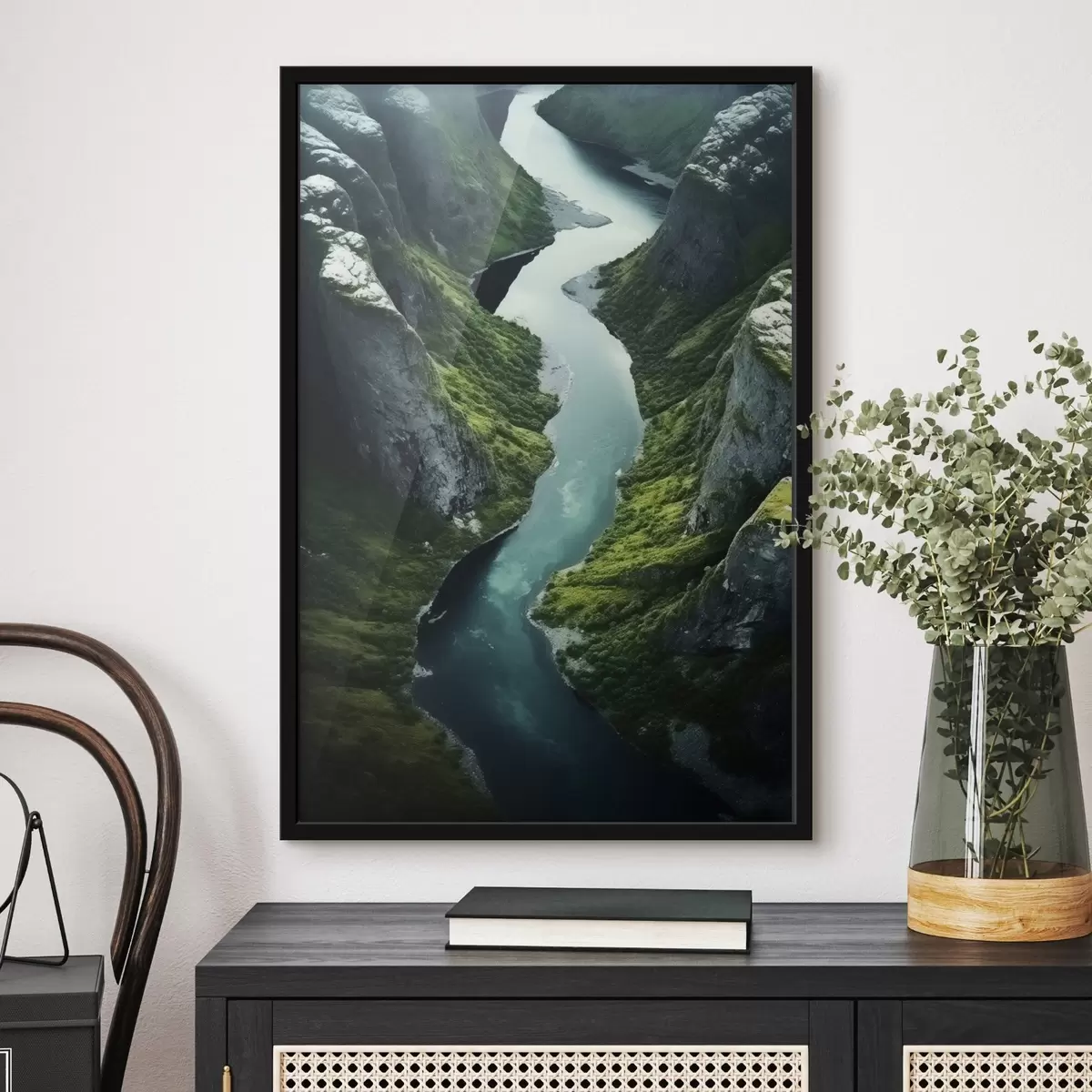 Affiche Rivière sinueuse entre les falaises, vue aérienne f46521