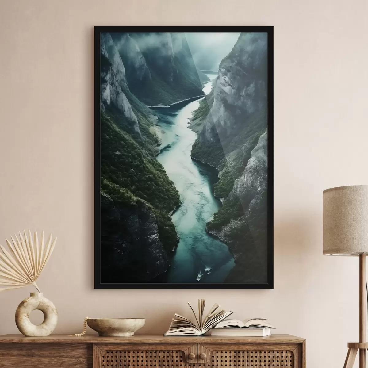 Affiche Gorge étroite avec un courant turquoise vu d'en haut f46522