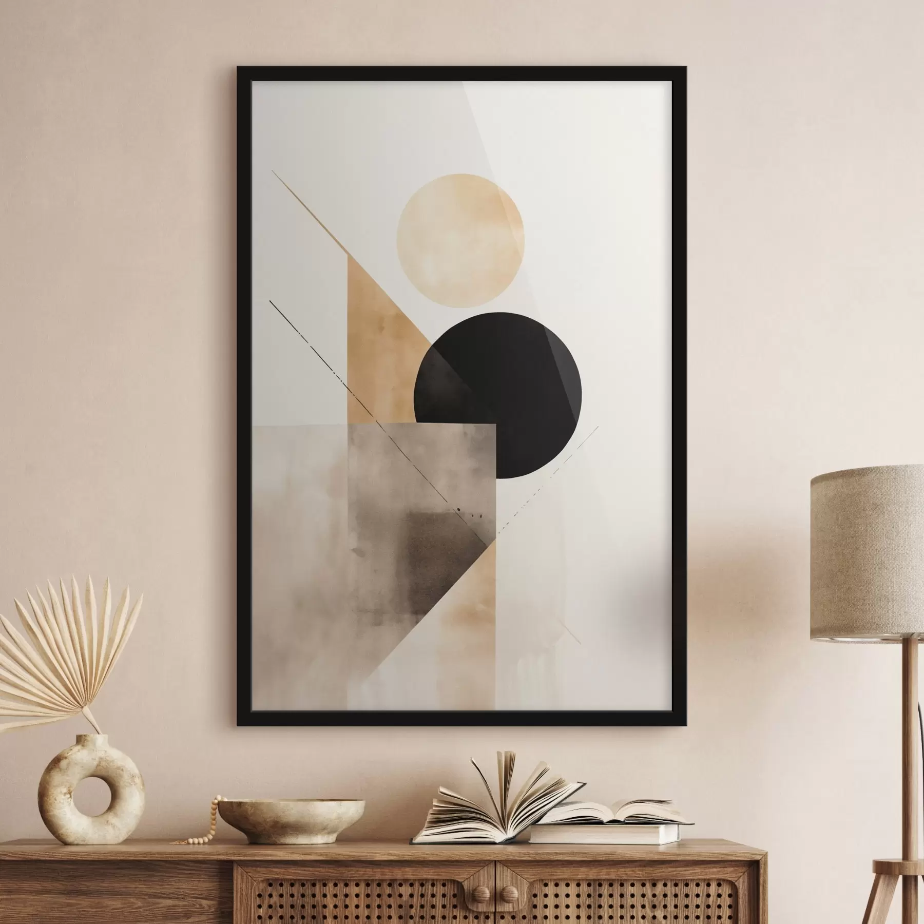 Fotobehang Minimale compositie: cirkel, driehoek en vlakken f46532