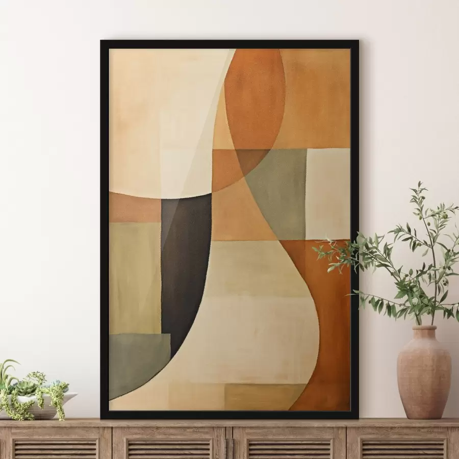 Papier peint photo Champs géométriques doux dans une palette naturelle chaleureuse f46538