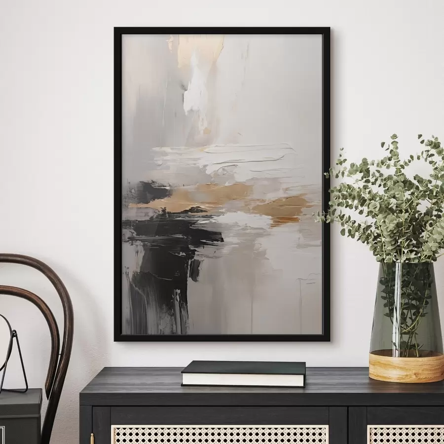 Fotobehang Naaktkleurige streken met contrasterende zwarte en okerkleurige laag f46544