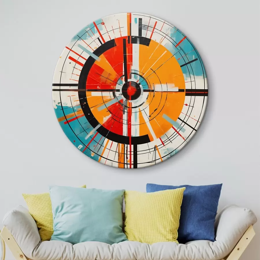  Schilderijen Concentrisch doel met blauwgroene en oranje segmenten r46486