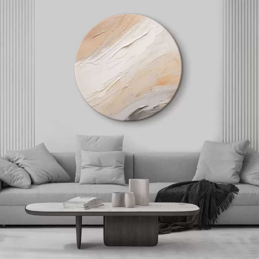  Schilderijen Getextureerd pleisterwerk in warme beige tinten met zacht grijs r46511