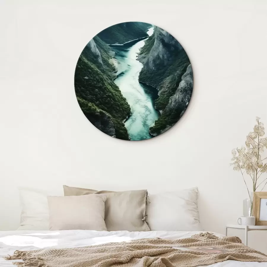  Schilderijen Smalle kloof met een turquoise stroom van bovenaf r46522