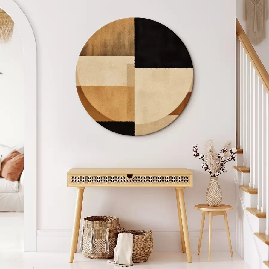  Schilderijen Halve cirkels en vierkanten in warme tinten, zachte textuur r46531