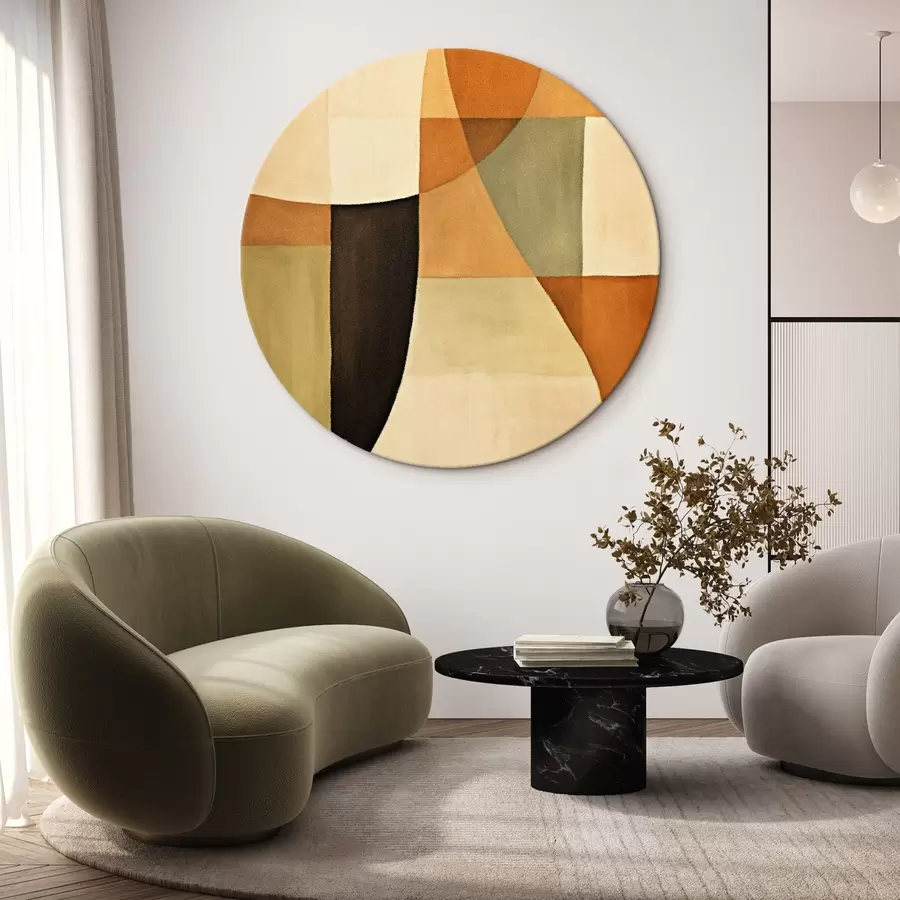  Schilderijen Zachte geometrische velden in een warm, natuurlijk kleurenpalet r46538