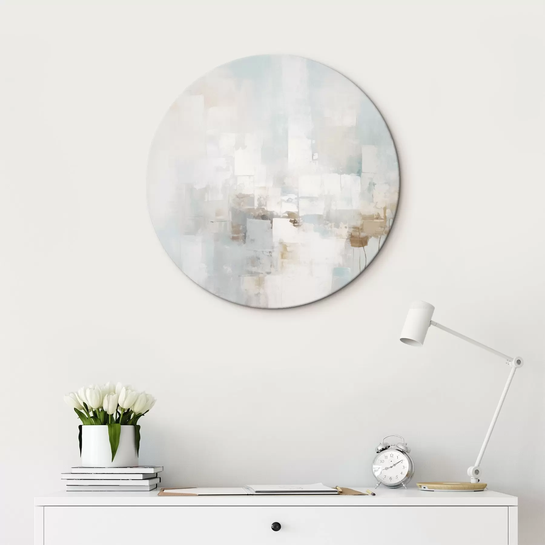  Schilderijen Lichte pastelkleuren: blauw, beige, wit r46546