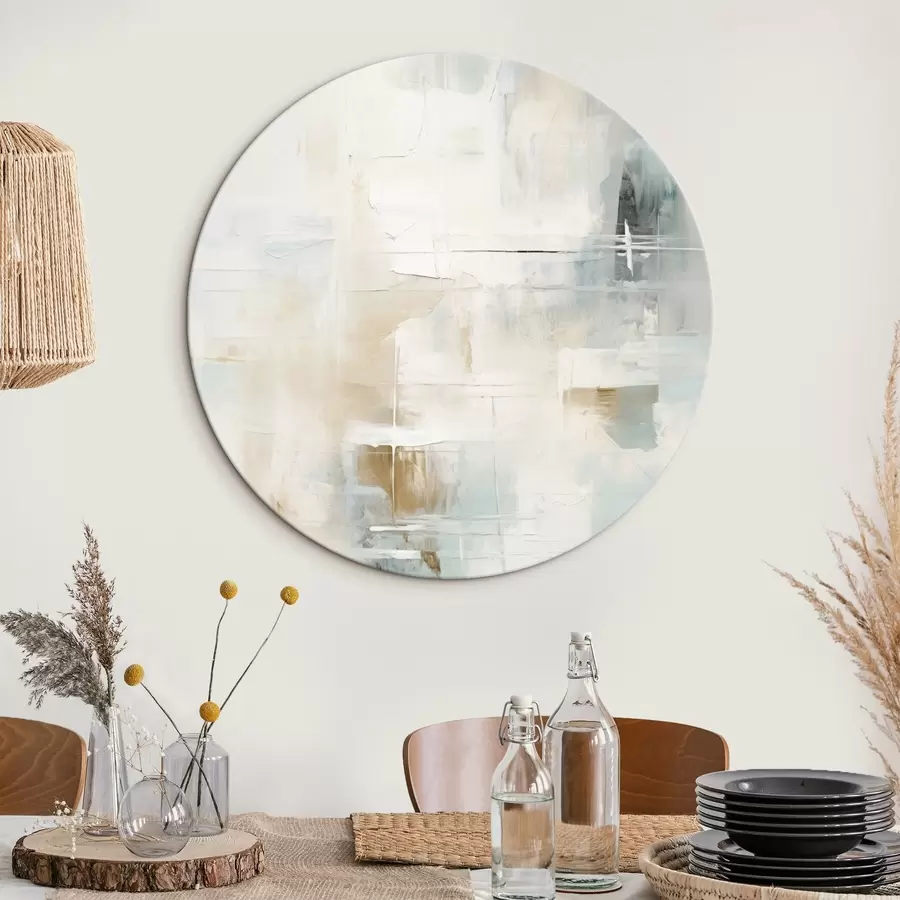  Schilderijen Luchtige streken van blauw en beige op wit r46547