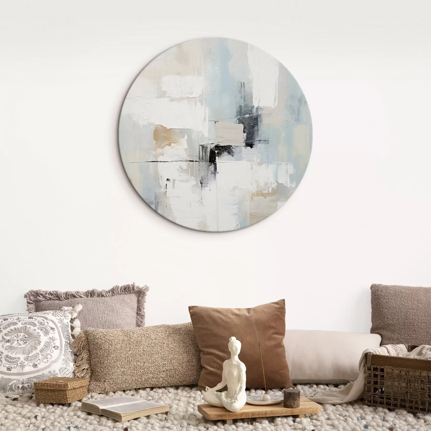  Schilderijen Lichtgekleurd abstract met een zwart accent r46548