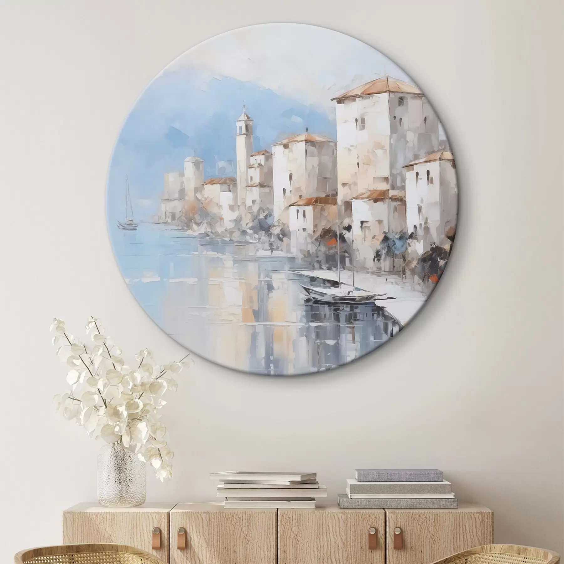  Schilderijen Abstracte huizen aan de baai imitatie van schilderij r46673