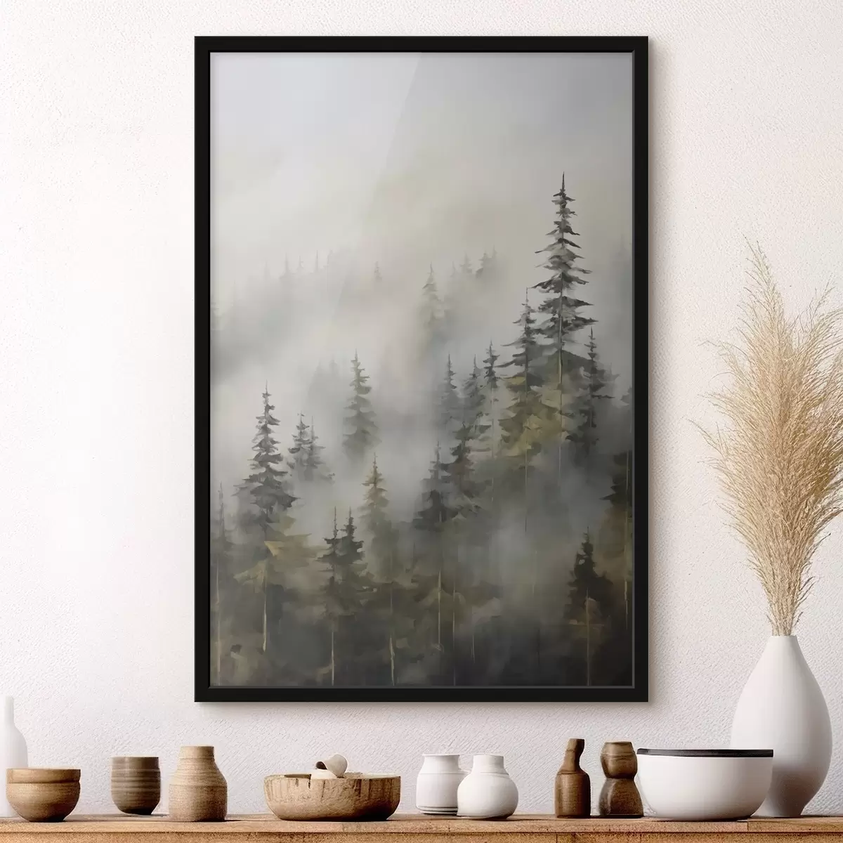 Affiche Forêt dans le brouillard imitation de peinture f46671