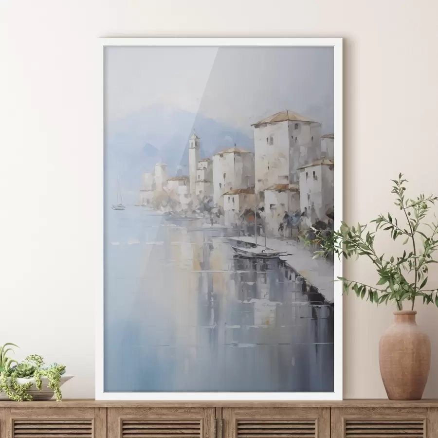 Papier peint photo Maisons abstraites au bord de la baie imitation de peinture f46673