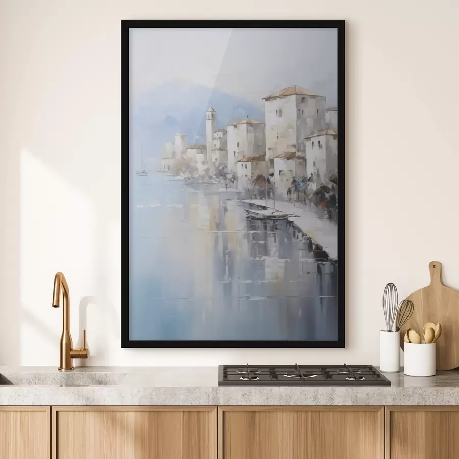 Papier peint photo Maisons abstraites au bord de la baie imitation de peinture f46673