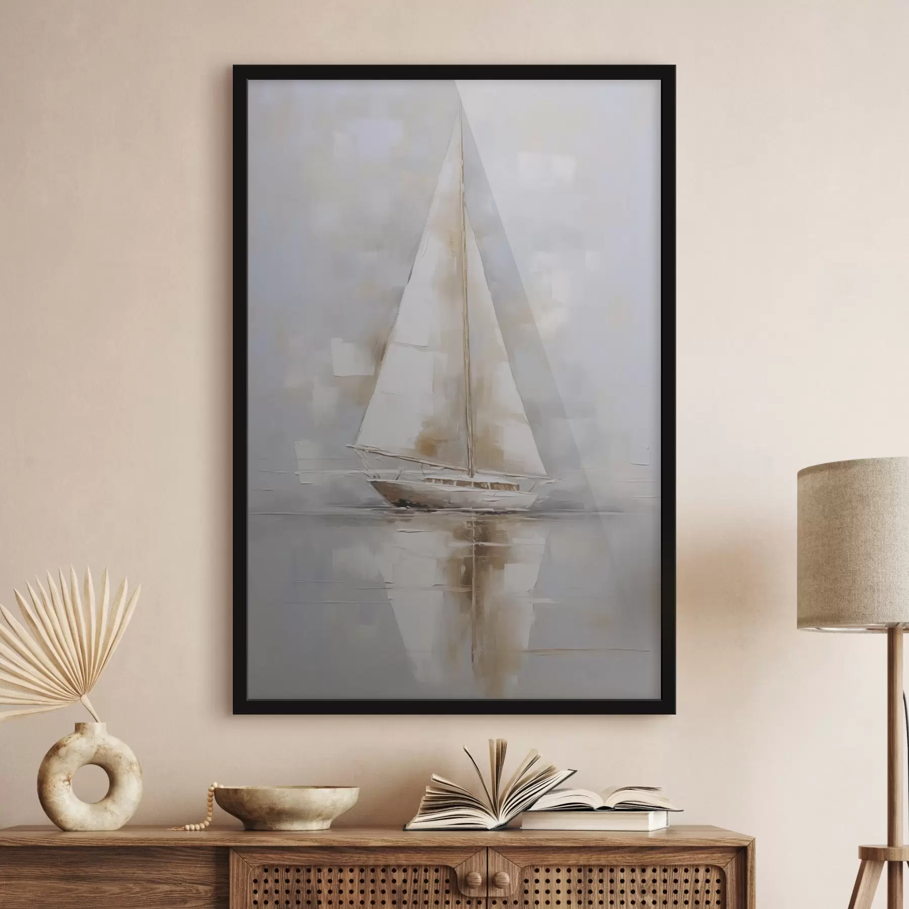 Fotobehang Schilderij imitatie zeilboot f46677