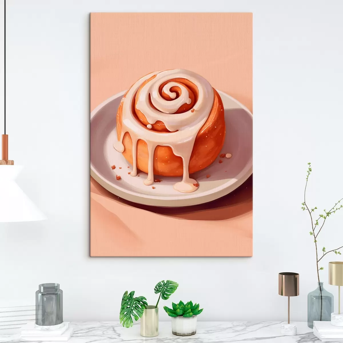  Peintures Rouleau à la cannelle avec glaçage à la crème s46624