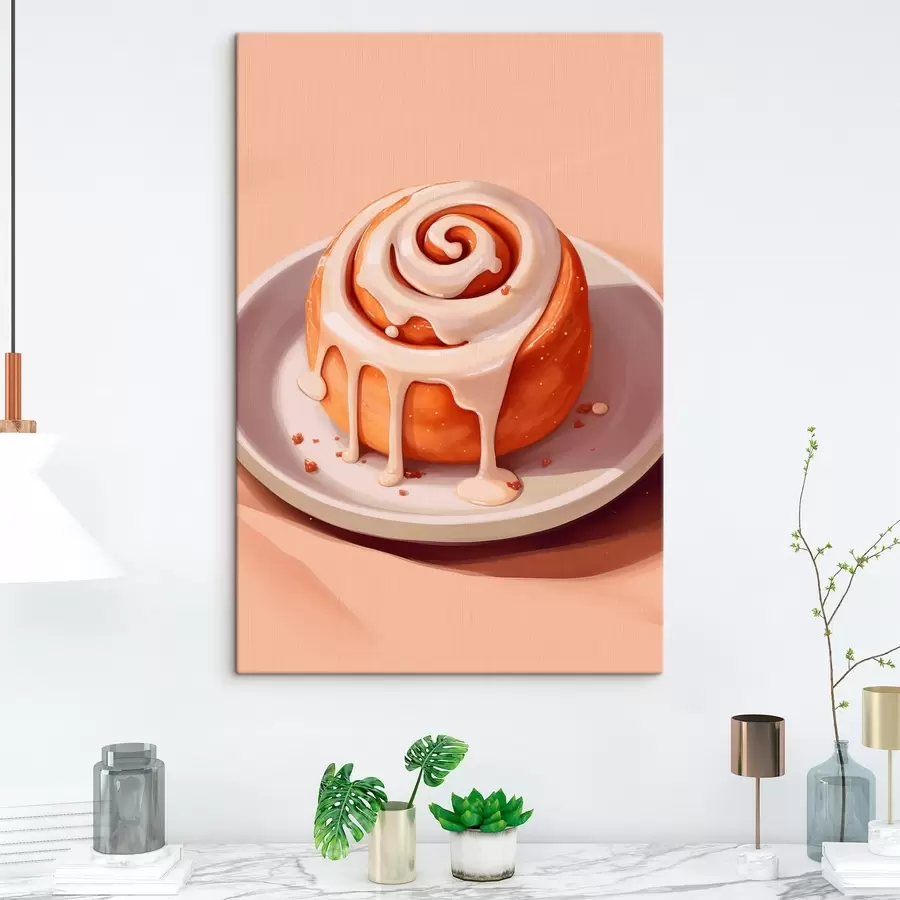  Peintures Rouleau à la cannelle avec glaçage à la crème s46624