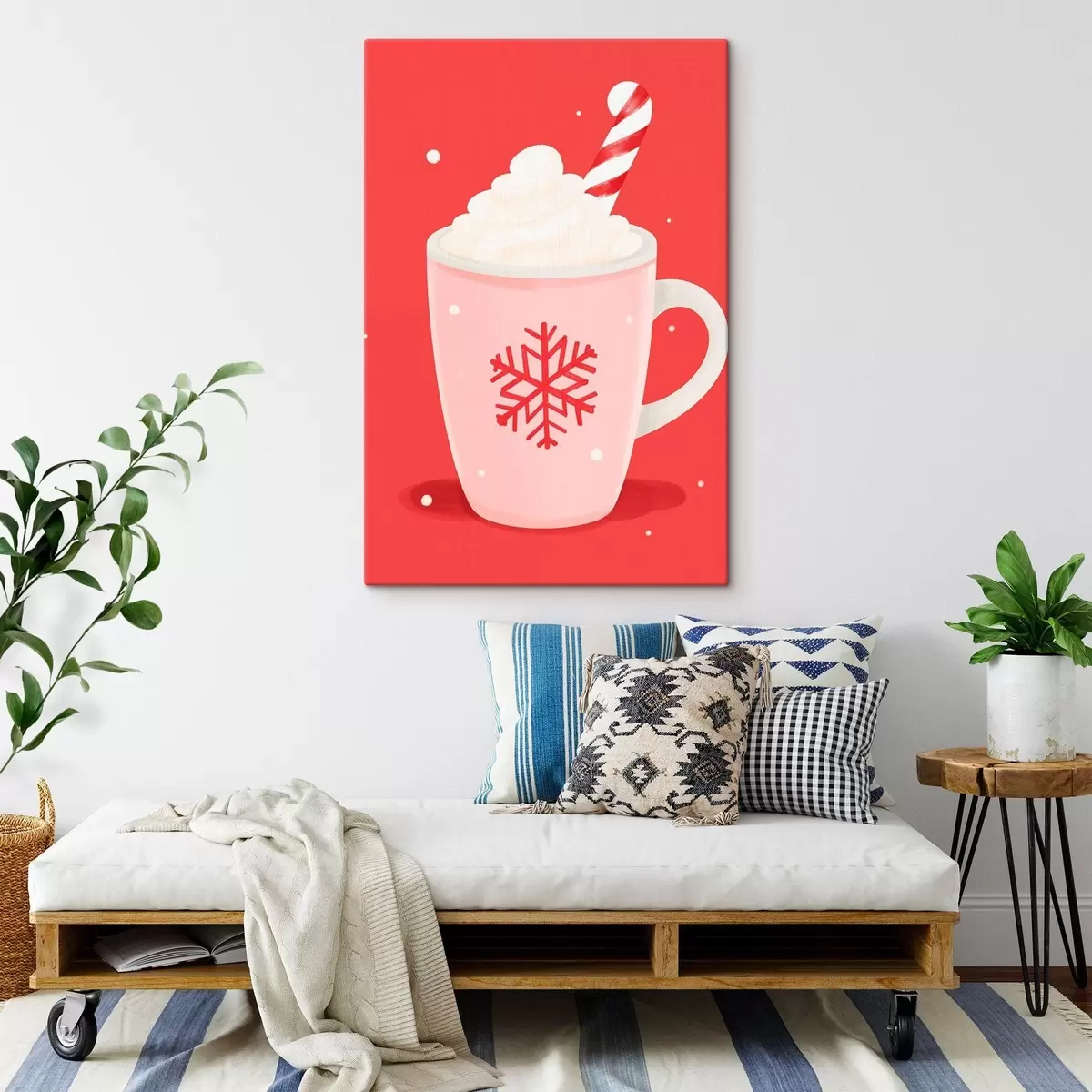  Peintures Cacao de Noël avec crème et canne en sucre s46625