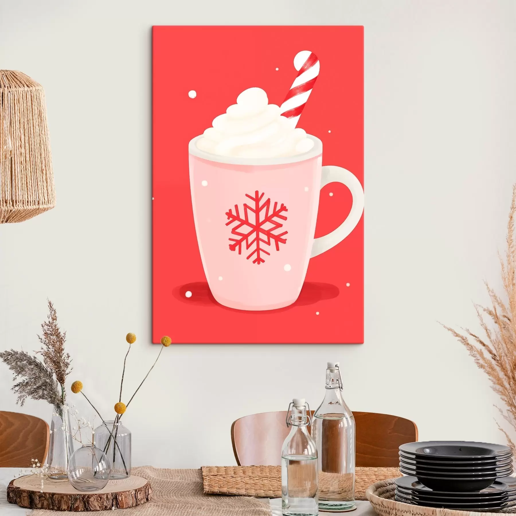  Peintures Cacao de Noël avec crème et canne en sucre s46625