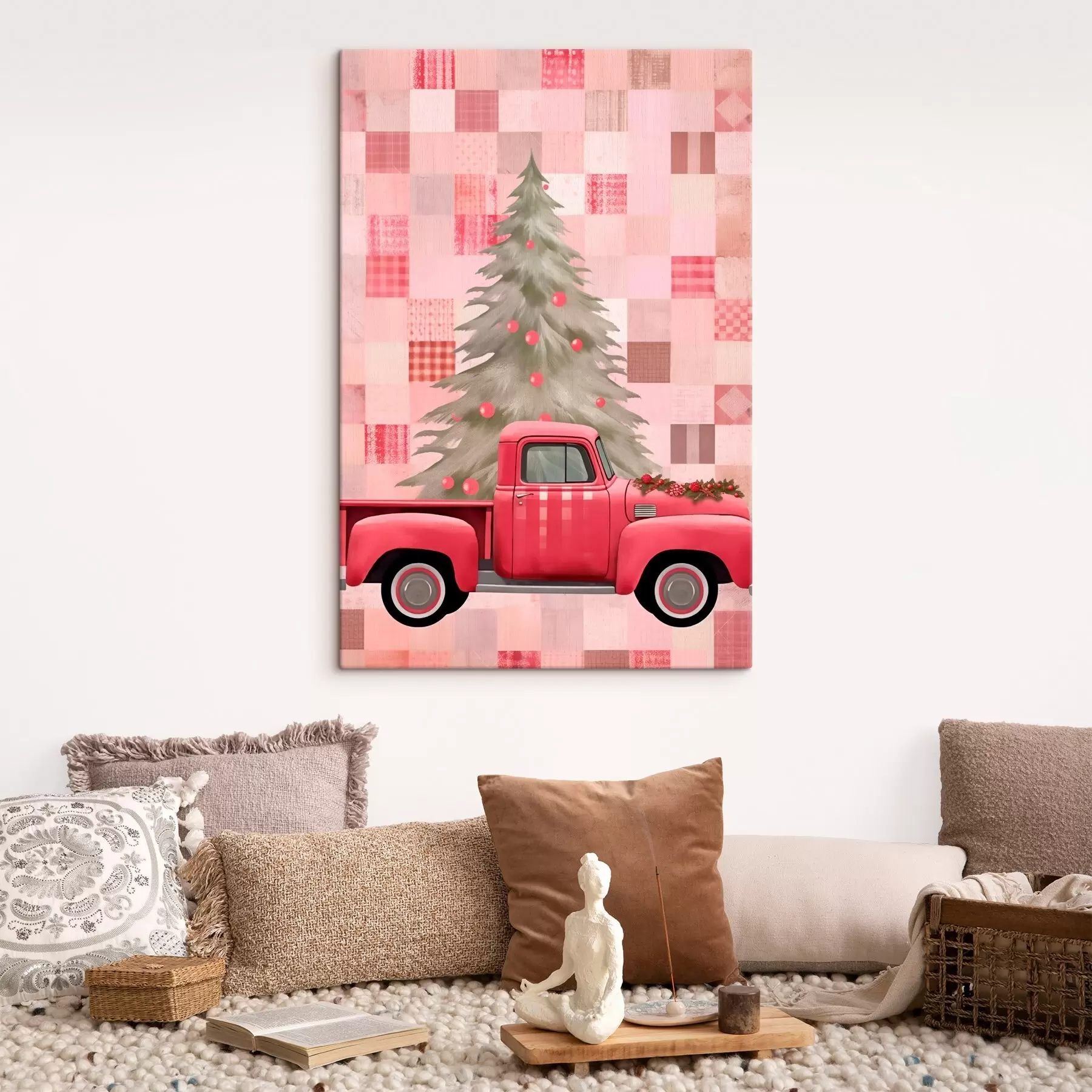  Peintures Camion rétro avec un sapin de Noël s46632