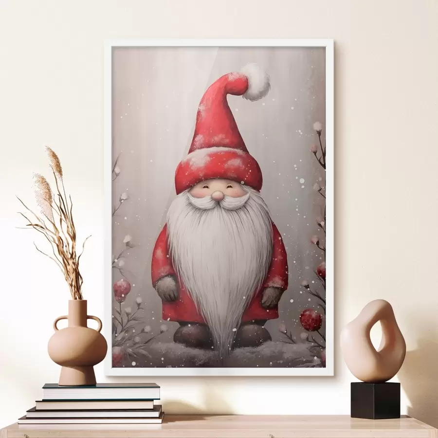 Papier peint photo Gnome de Noël avec une longue barbe f46620