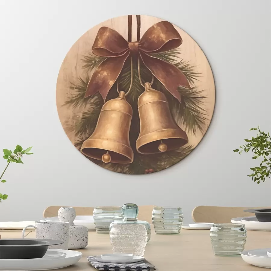  Schilderijen Vintage kerstdecoratie met twee belletjes en een strik r46626