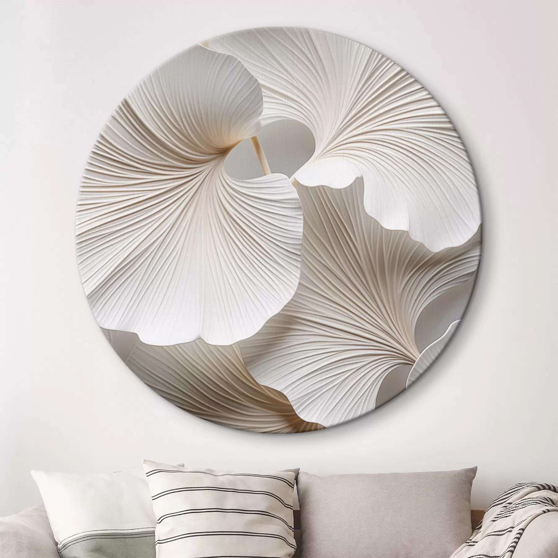  Schilderijen Witte ginkgo biloba-bladeren met gedetailleerde nerven, zachte verlichting, elegant en minimalistisch ontwerp met textuur r46705