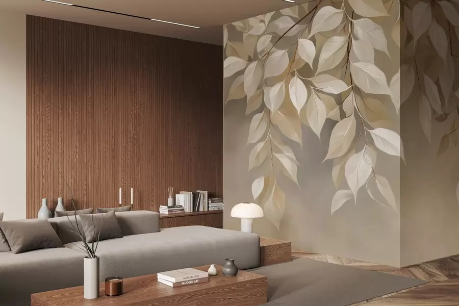 Papier peint photo Une branche de cerfeuil avec ses feuilles w04899