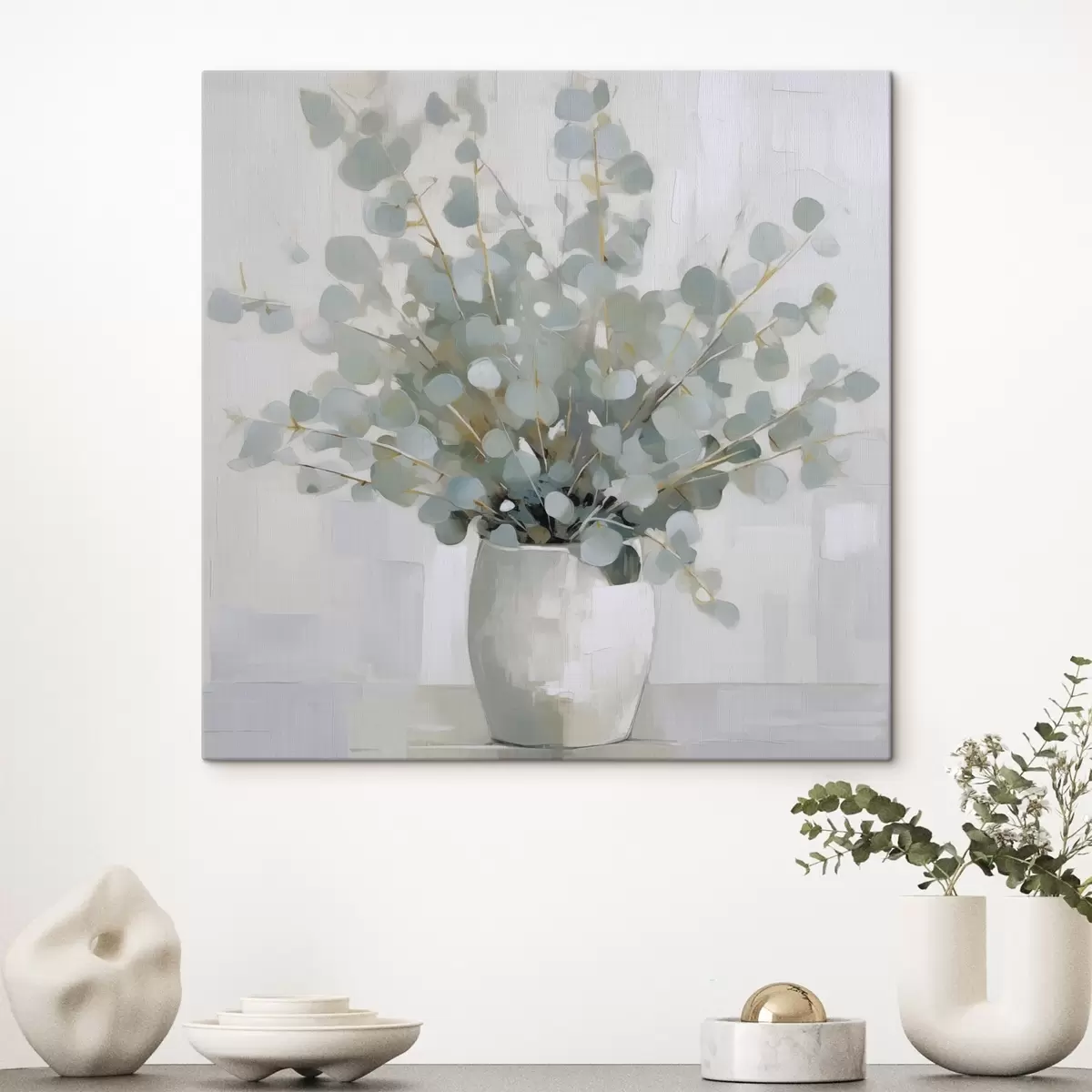  Peintures Branches d'eucalyptus dans un vase, peinture imitation s46713