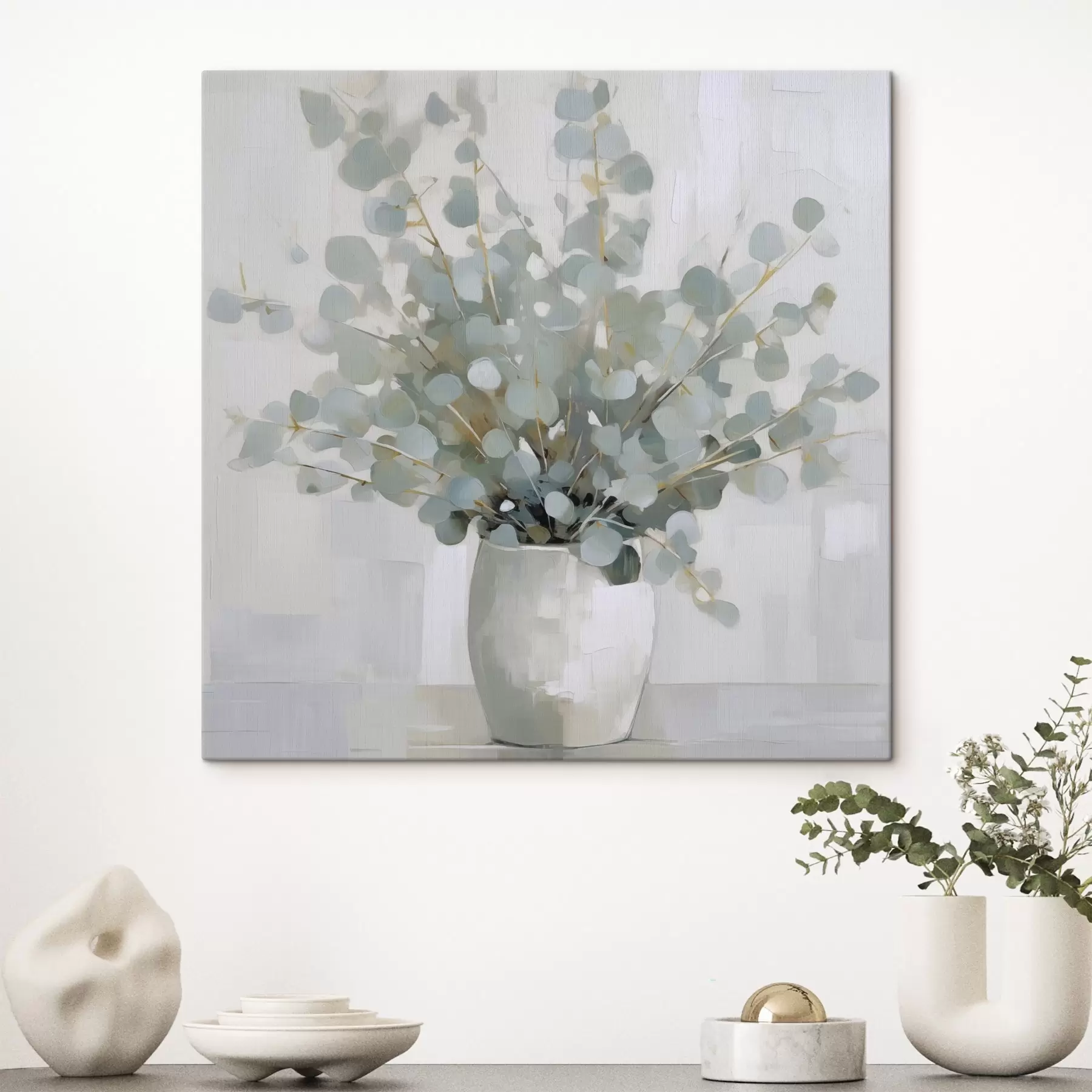  Peintures Branches d'eucalyptus dans un vase, peinture imitation s46713