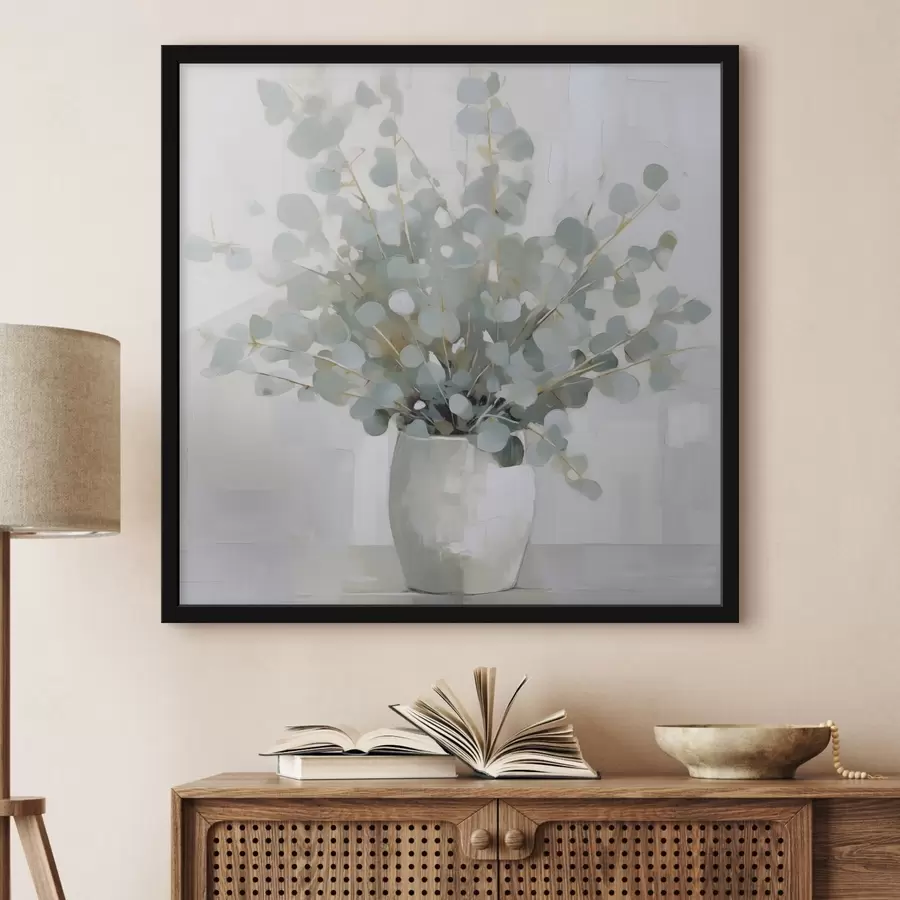 Papier peint photo Branches d'eucalyptus dans un vase, peinture imitation f46713