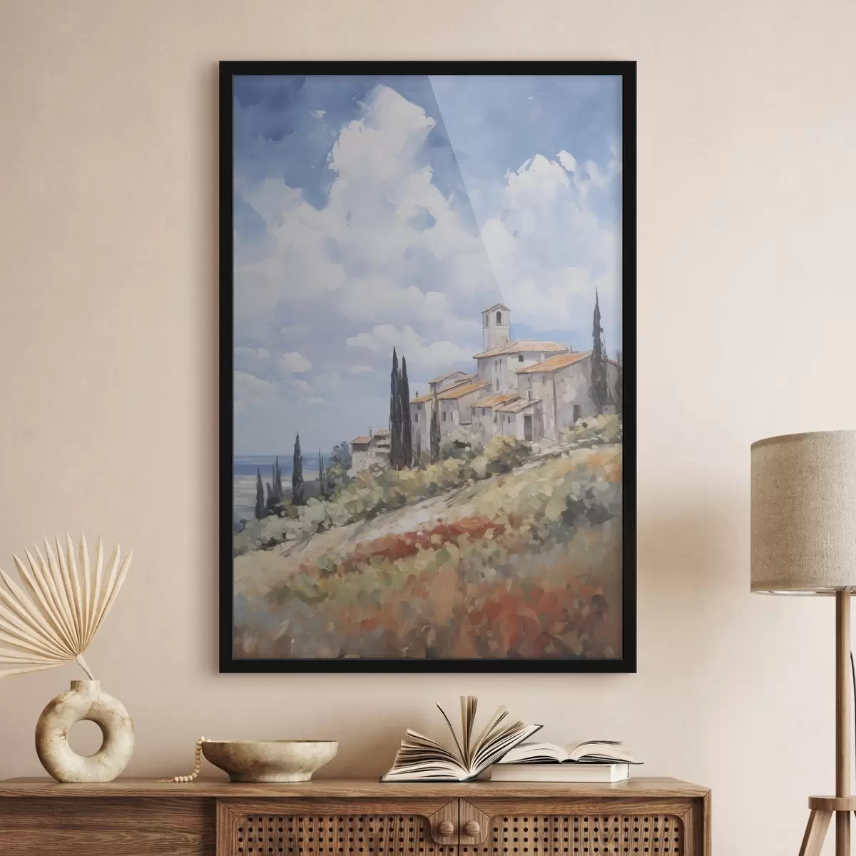 Poster Landelijke landschap imitatie van schilderkunst f46716