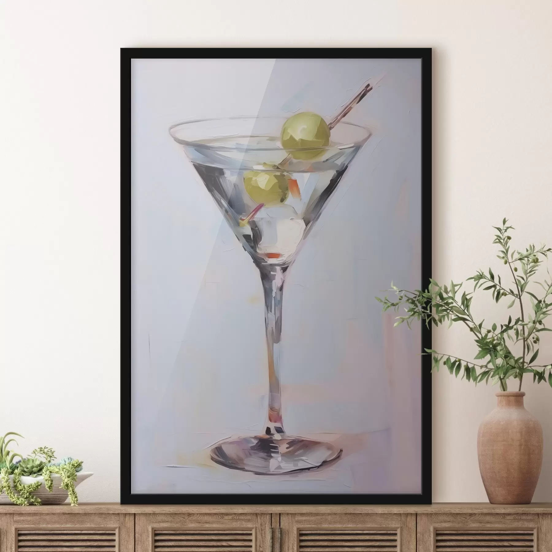 Fotobehang Glas met een imitatie schilderij van een drankje f46717