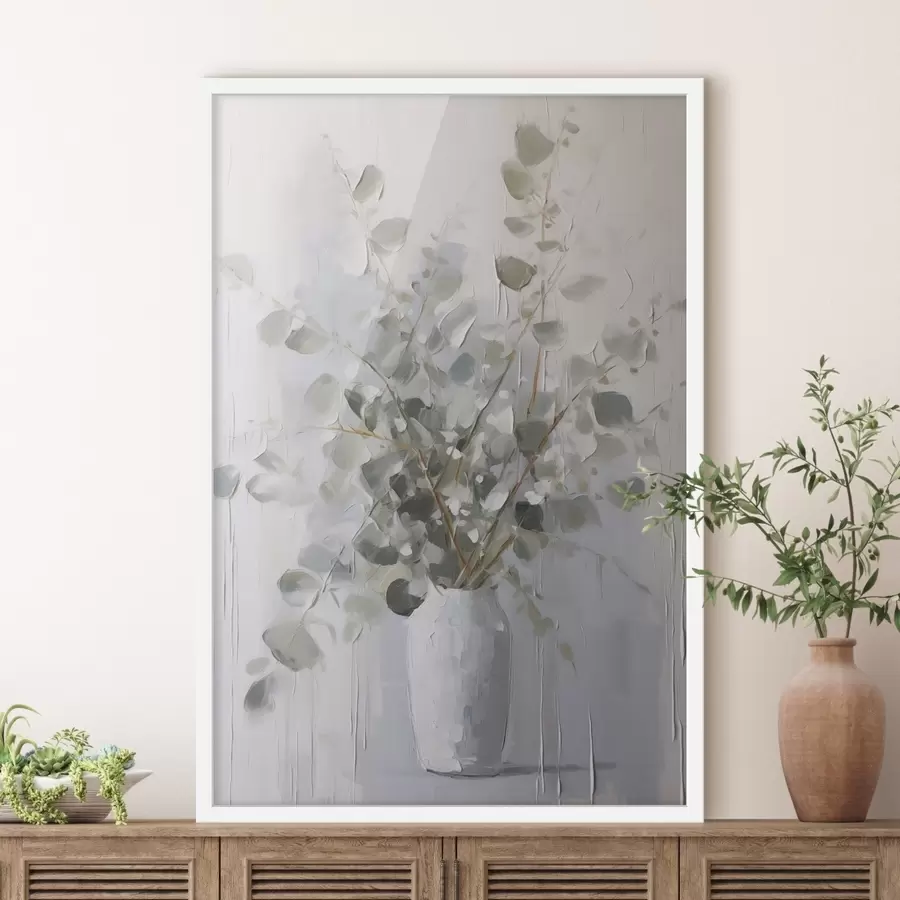 Papier peint photo Branches avec feuillage dans un vase, peinture imitation f46720