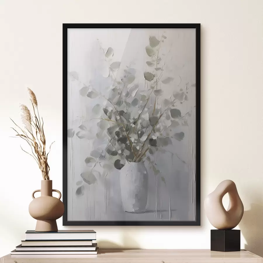 Papier peint photo Branches avec feuillage dans un vase, peinture imitation f46720