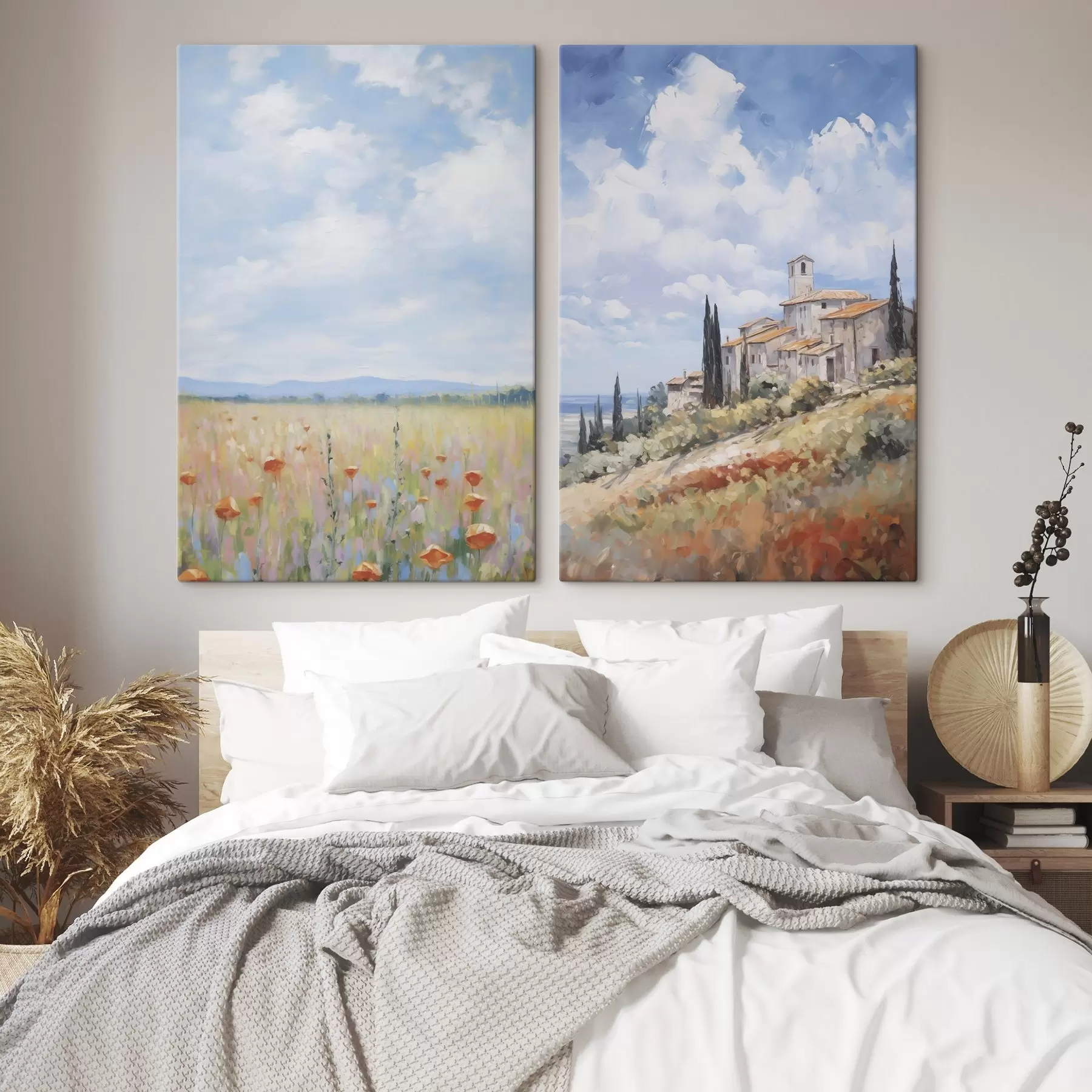  Peintures Imitation de peinture représentant un paysage rural m01018