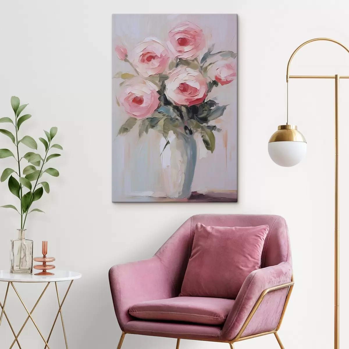  Peintures Peinture imitation « Roses dans un vase » s46742