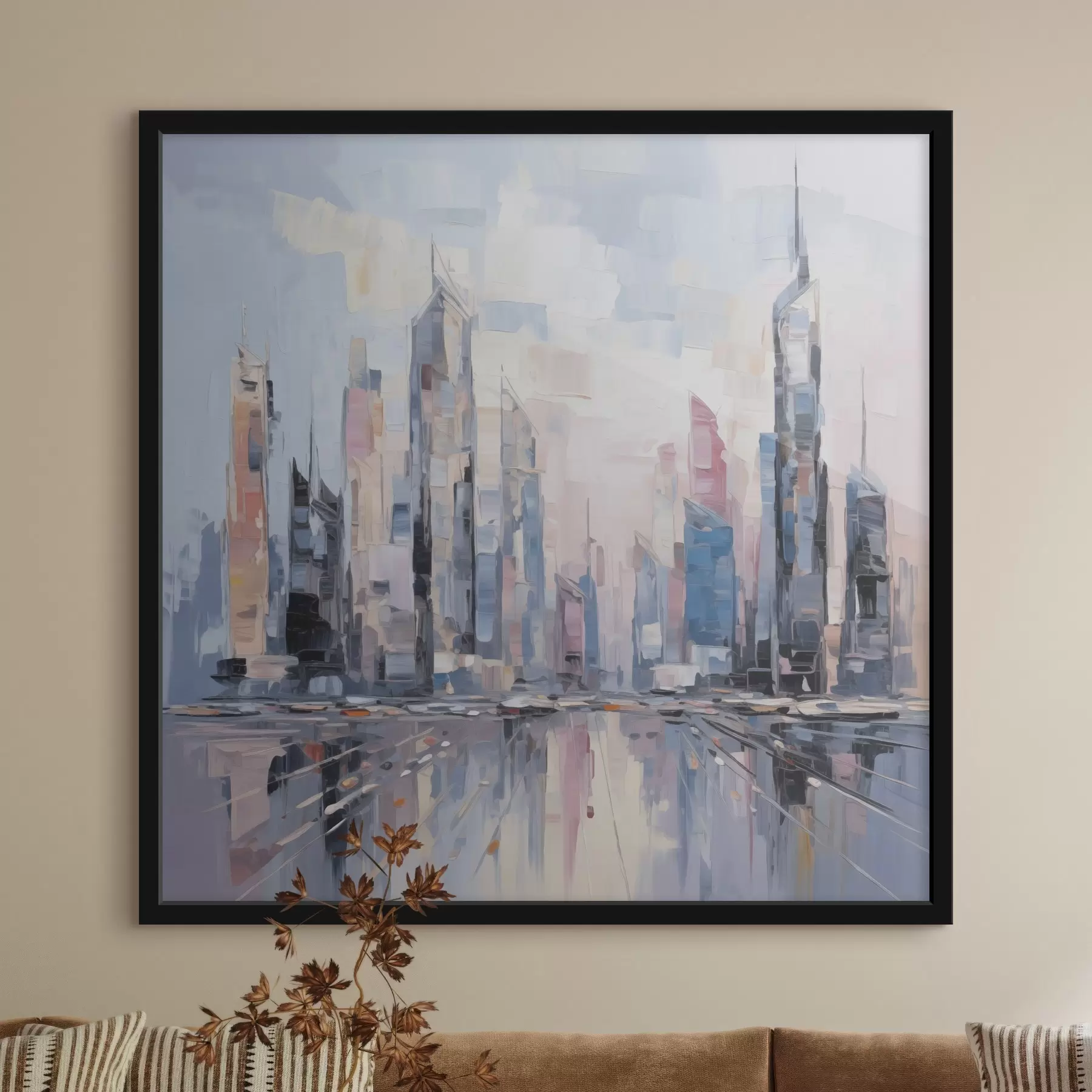 Papier peint photo Imitation abstraite d'une ville dans la peinture f46752