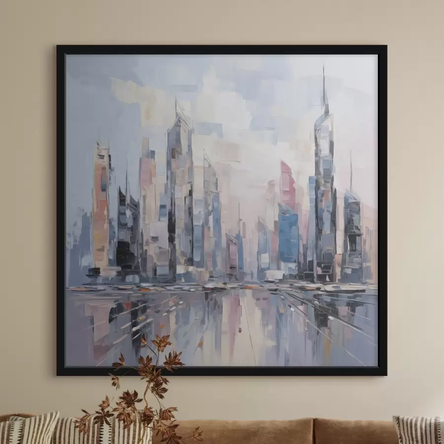 Papier peint photo Imitation abstraite d'une ville dans la peinture f46752