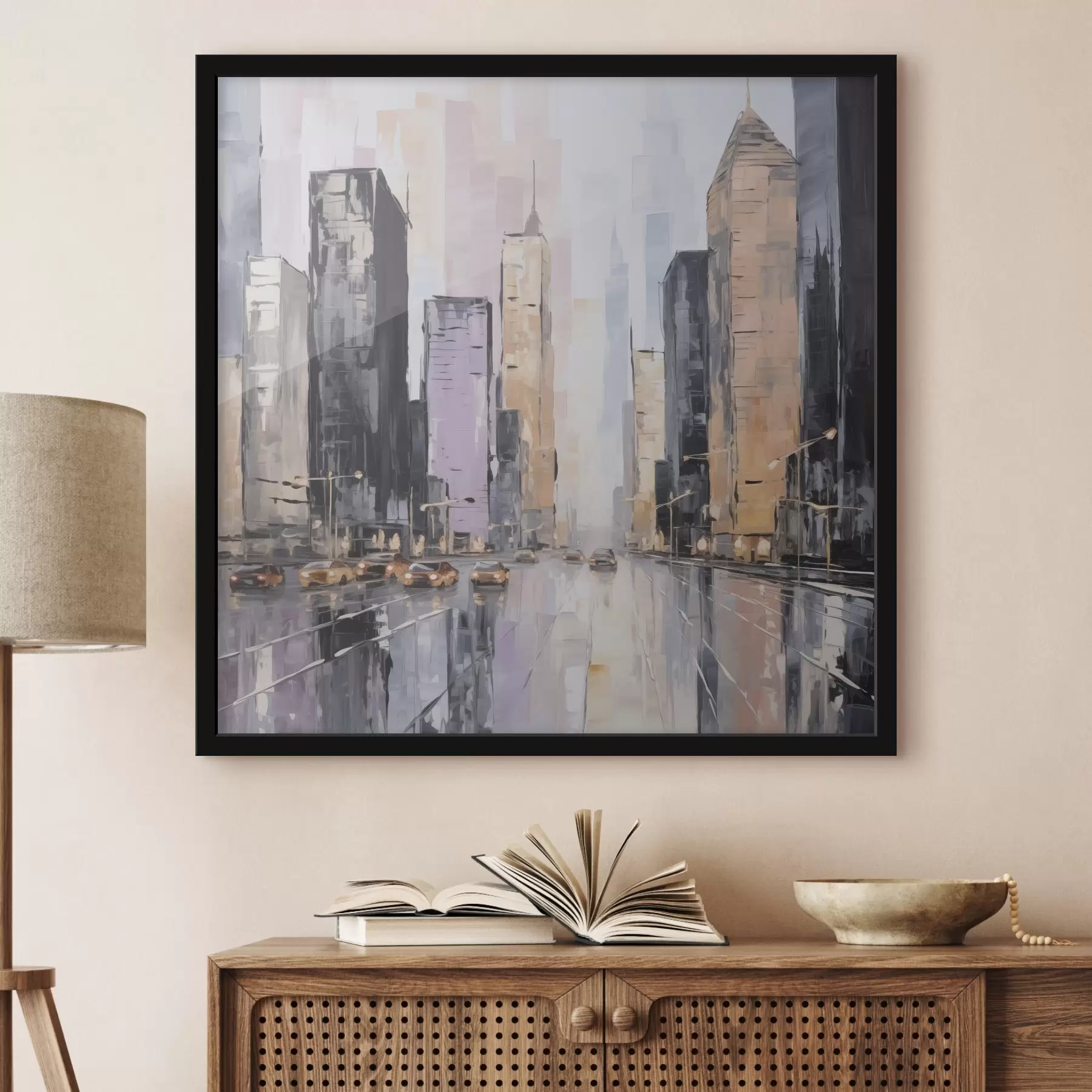 Papier peint photo Imitation abstraite d'un paysage urbain peint f46753