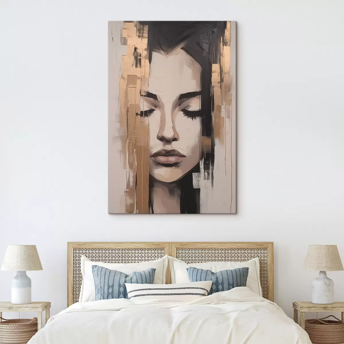  Peintures Portrait d'une femme. Coups de pinceau abstraits. s46733