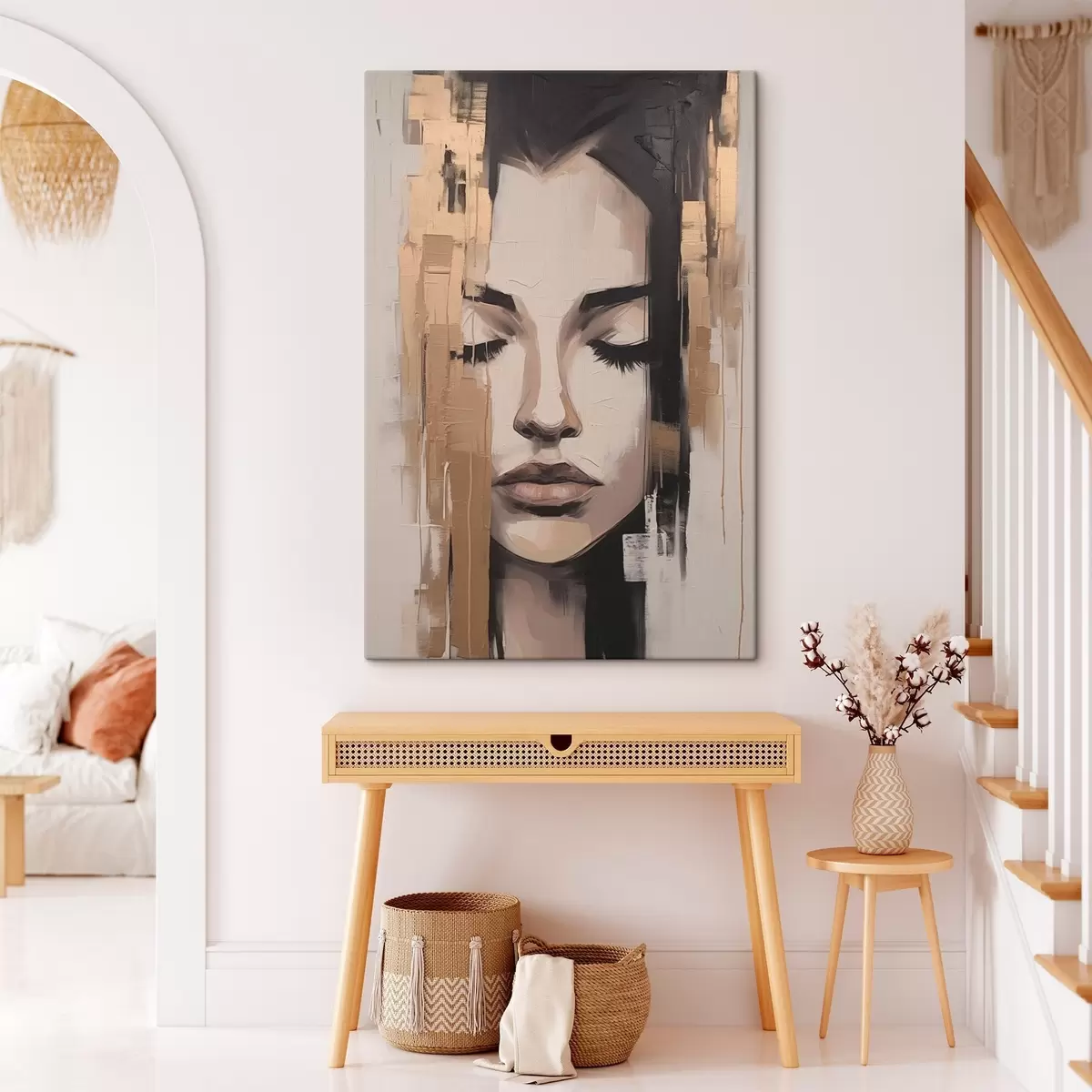  Schilderijen Portret van een vrouw. Abstracte penseelstreken s46733