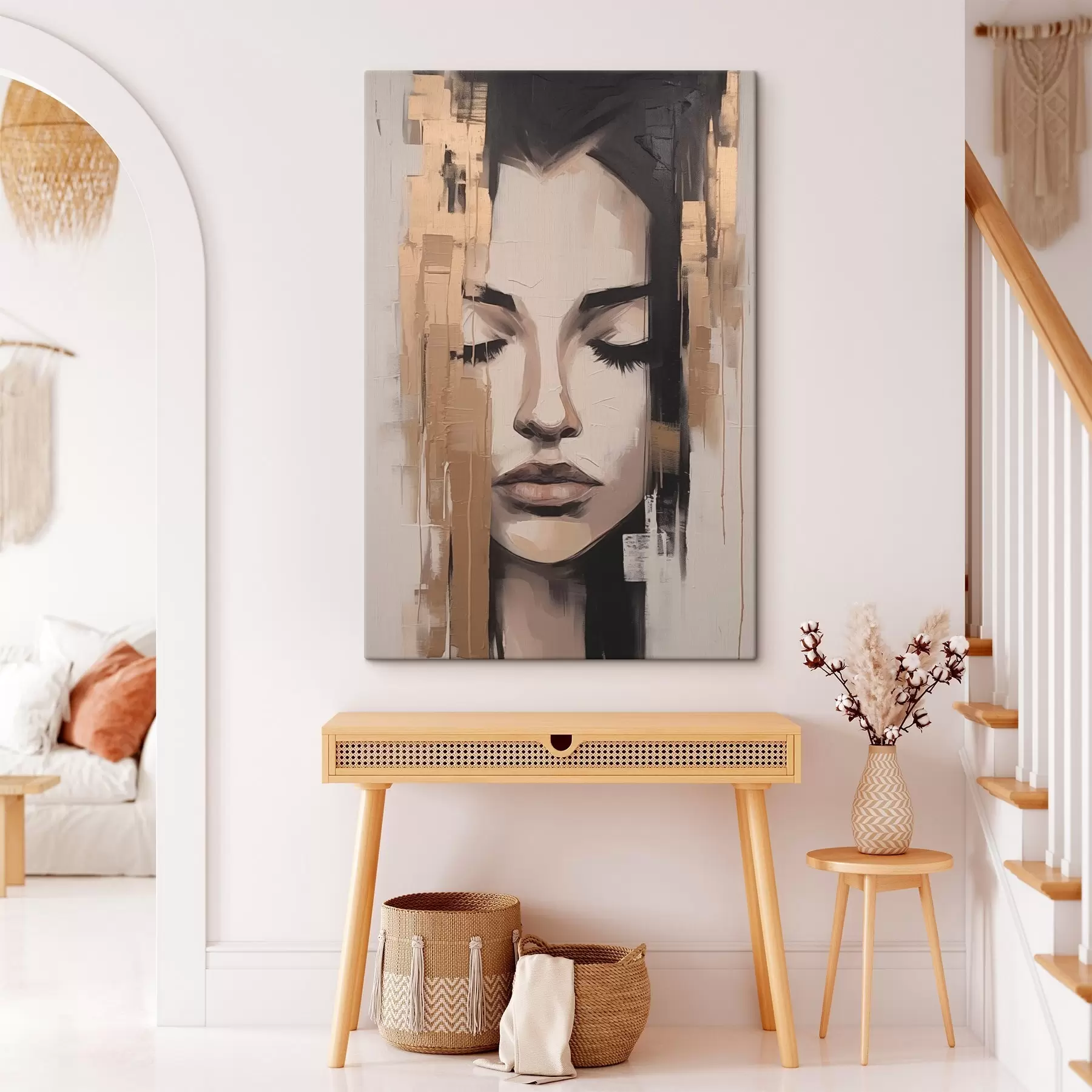  Schilderijen Portret van een vrouw. Abstracte penseelstreken s46733