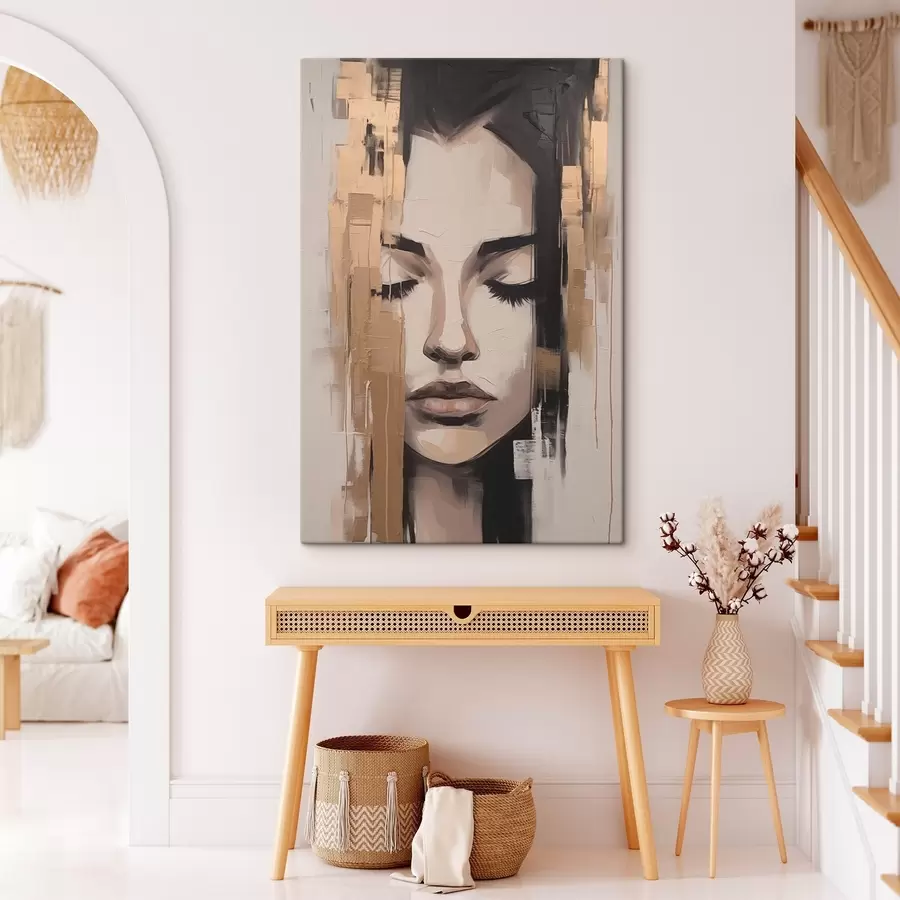  Peintures Portrait d'une femme. Coups de pinceau abstraits. s46733