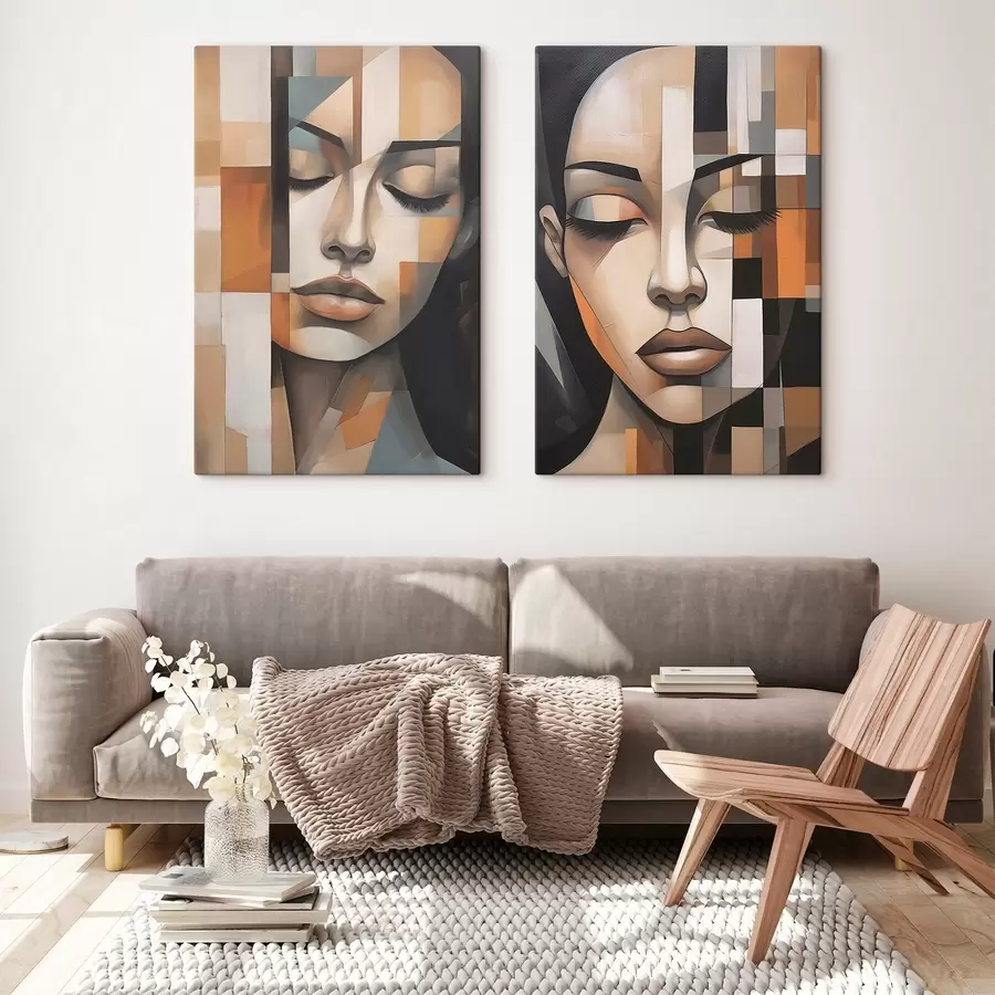  Peintures Portrait cubiste d'une femme m01023