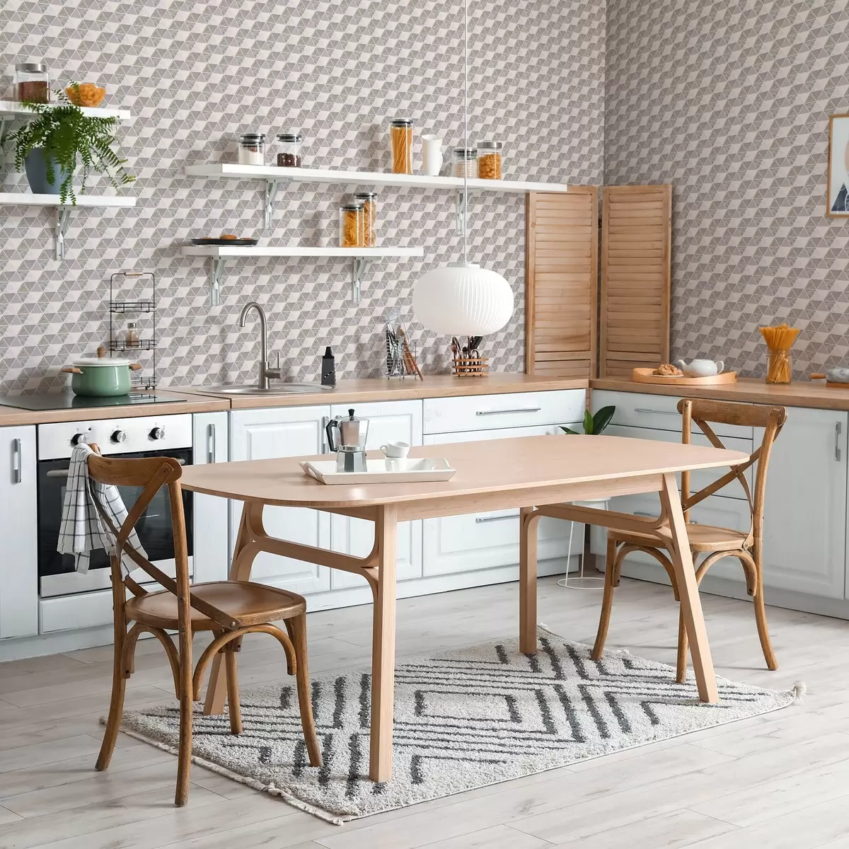 Behang Driehoeken met gestructureerde inzetstukken, een lila-grijze mix a00917