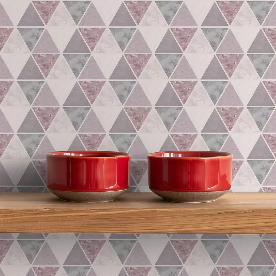 Papier peint photo Triangles souples dans des tons gris-rose et poudrés a00918